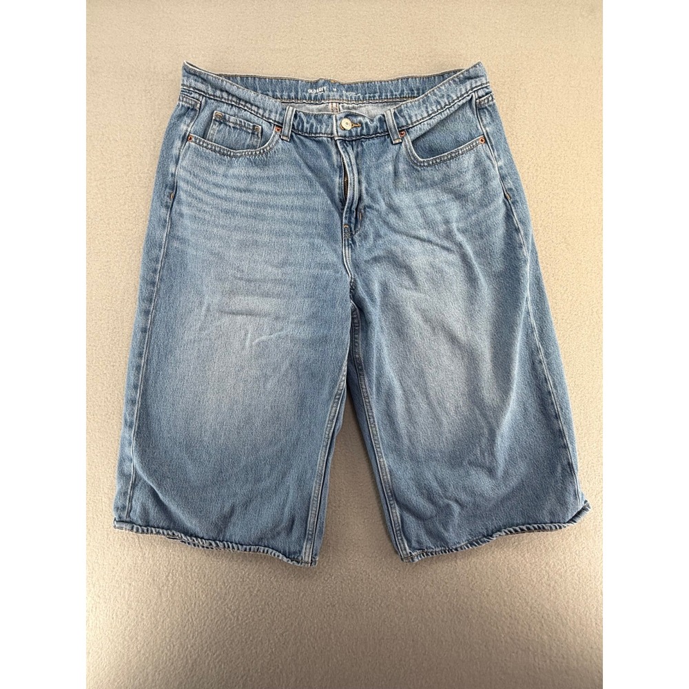 Old Navy Drapey Denim High Rise Baggy Wide Leg Shorts Light Wash Blue Size 16